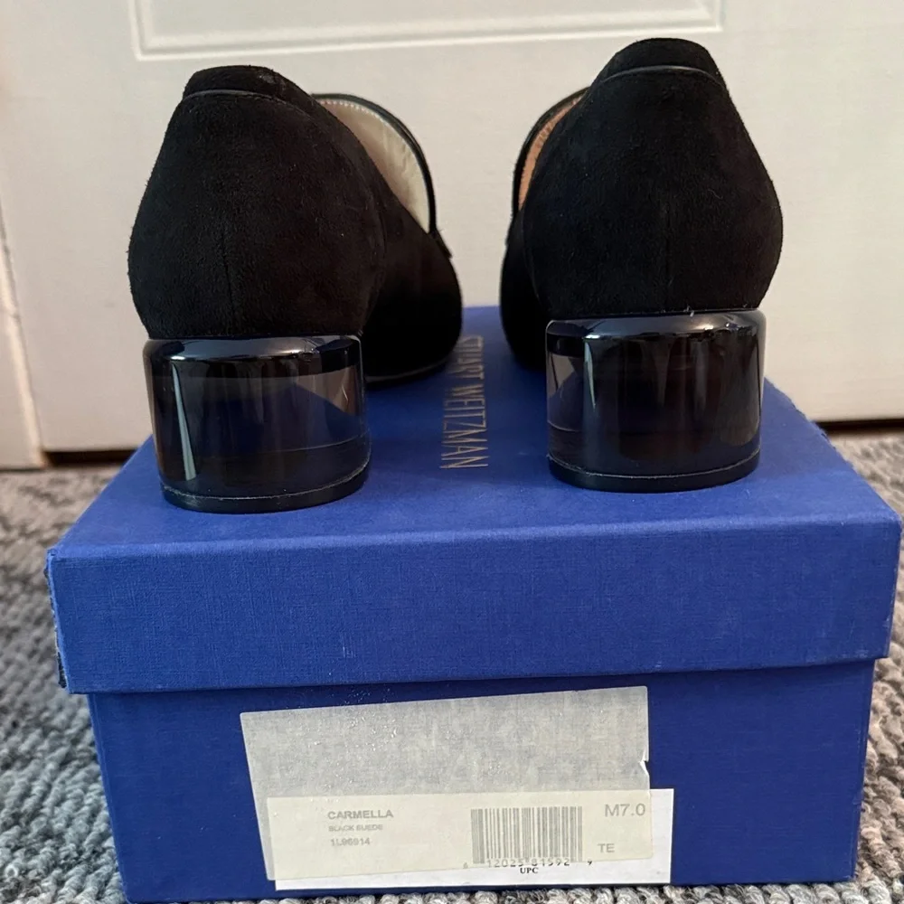 Stuart Weitzman Classic Black Suede Loafers - Picture 3 of 7